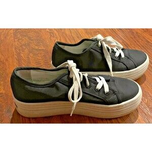 Steve Madden Bobbi 30 Black Low Top Platform Tennis Shoes Sneakers Size 8.5